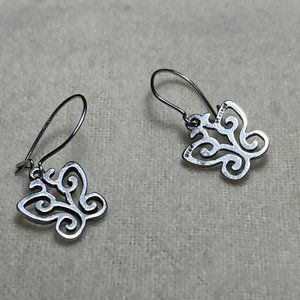 James Avery retired Butterfly Earrings sterling silver pair locking hoop closure